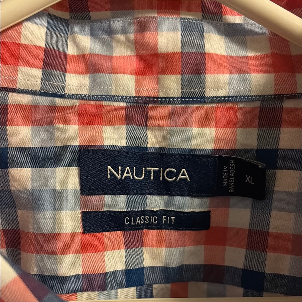 Nautica Red and Blue Plaid Casual Shirt - Picture 3 of 5